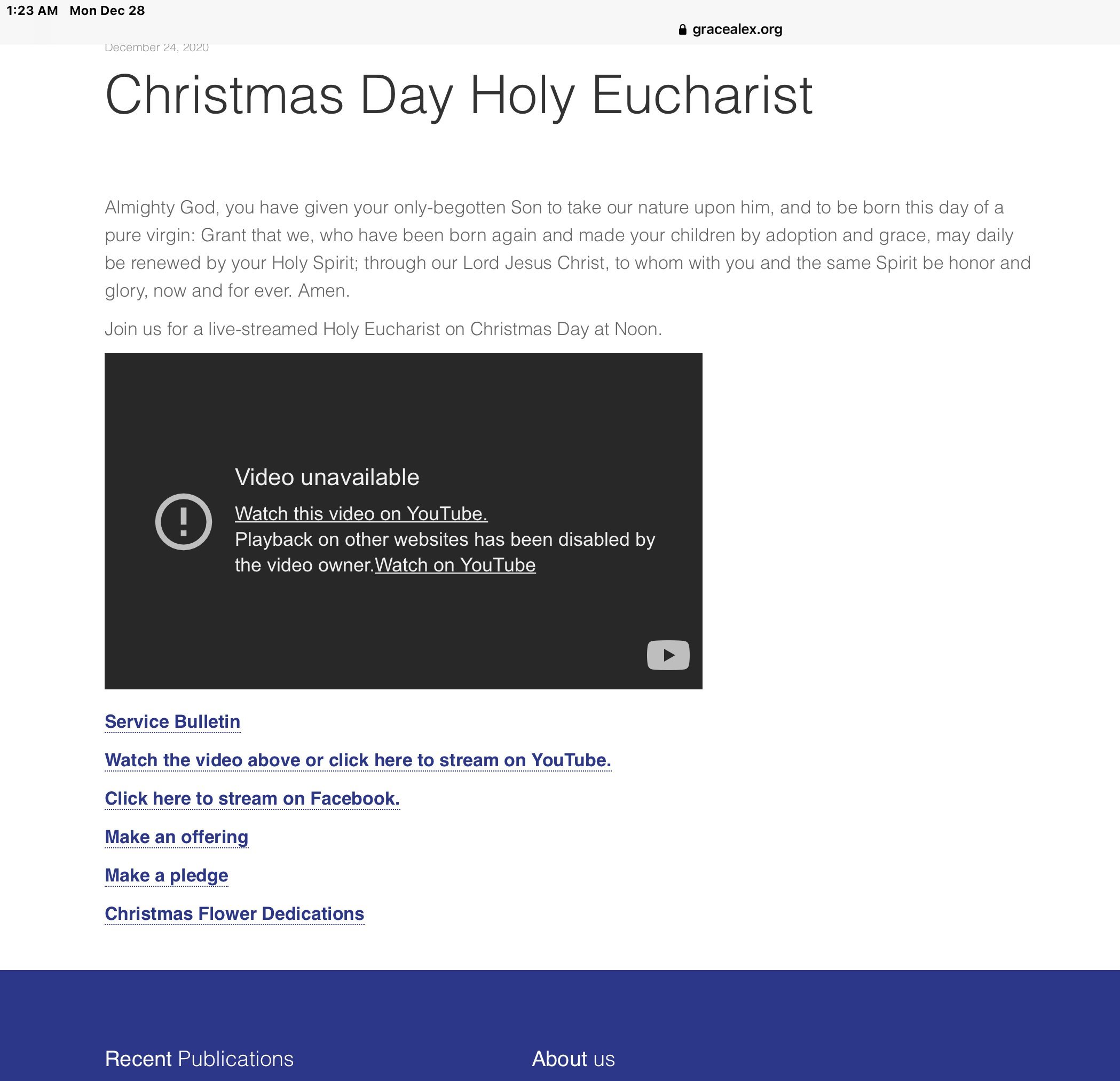 Grace Episcopal Alexandria Bollixes Christmas Video