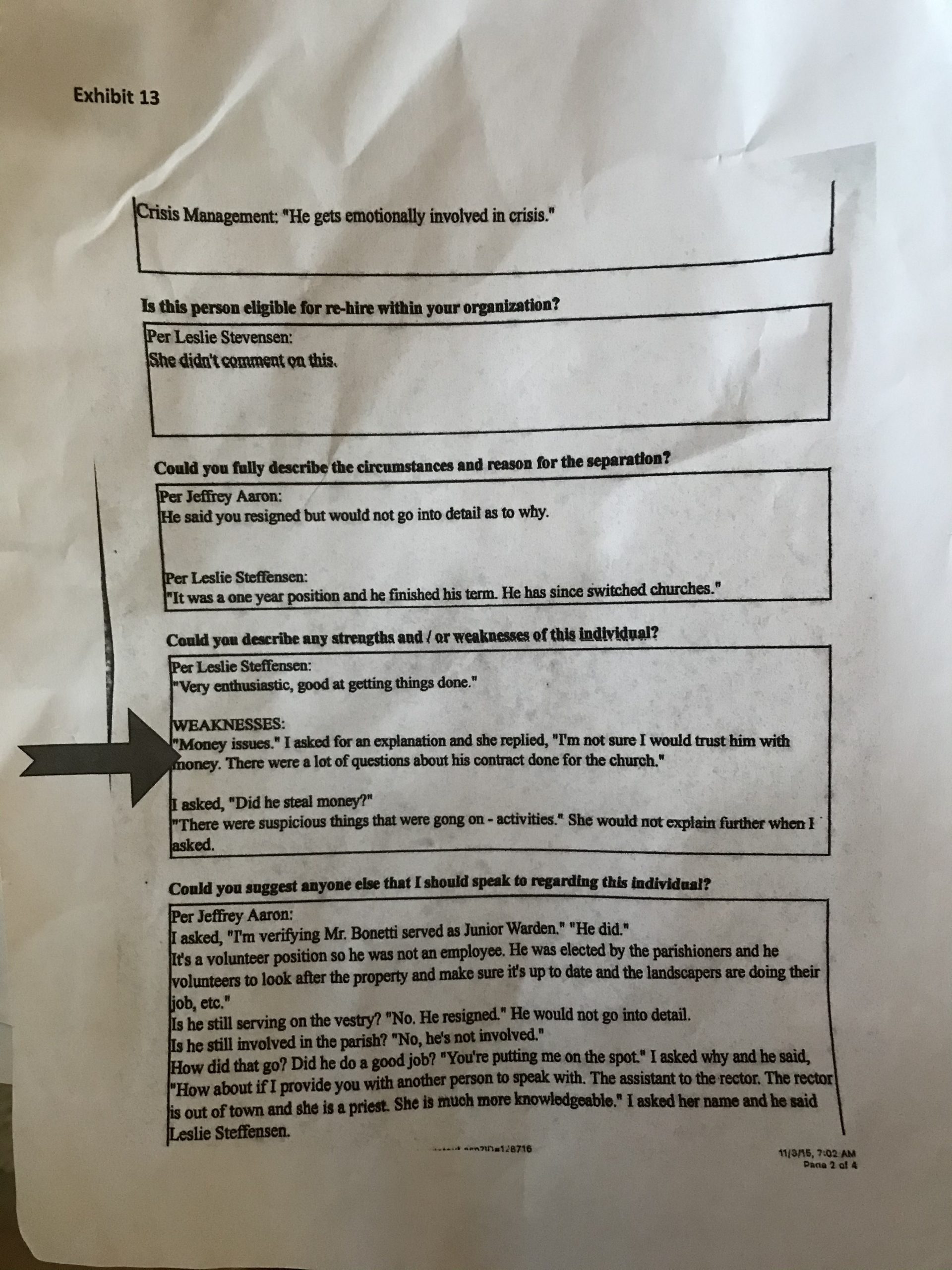 Leslie Steffensen’s Lack of Integrity